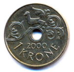1 крона 2000 г. Норвегия(16) -98.7 - аверс