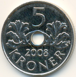 5 крон 2008 г. Норвегия(16) -98.7 - аверс
