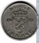 1 крона 1955 г. Норвегия(16) -98.7 - аверс