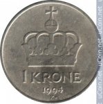 1 крона 1994 г. Норвегия(16) -98.7 - аверс