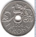 1 крона 2006 г. Норвегия(16) -98.7 - реверс