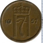 1 эре 1957 г. Норвегия(16) -98.7 - аверс