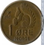 1 эре 1961 г. Норвегия(16) -98.7 - аверс