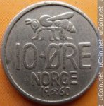 10 эре 1960 г. Норвегия(16) -98.7 - аверс