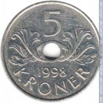 5 крон 1998 г. Норвегия(16) -98.7 - реверс