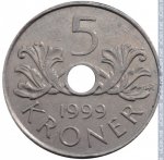 5 крон 1999 г. Норвегия(16) -98.7 - реверс