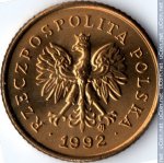 1 грош 1992 г. Польша(18) -428.3 - аверс