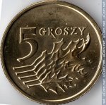 5 грошей 2004 г. Польша(18) -428.3 - реверс