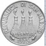 5 лир 1975 г. Сан-Марино(19) -1896.3 - аверс