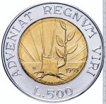 500 лир 1993 г. Сан-Марино(19) -1896.3 - реверс