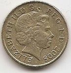 1 фунт 2008 г. Великобритания(5) -1989.8 - реверс