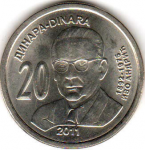 20 динаров 2011 г. Сербия(19) -46.9 - аверс