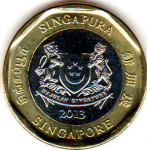 1 доллар 2013 г. Сингапур(19) - 37.1 - реверс
