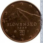1 цент 2009 г. Словакия(20) - 167.4 - реверс