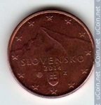 1 цент 2014 г. Словакия(20) - 180.9 - реверс