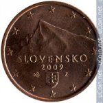 2 цента 2009 г. Словакия(20) - 180.9 - реверс