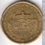 20 центов 2009 г. Словакия(20) - 180.9 - реверс