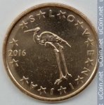 1 цент 2016 г. Словения(20) -165.1 - реверс