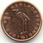 1 цент 2007 г. Словения(20) -166.5 - реверс