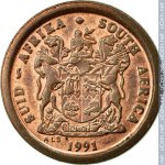 2 цента 1991 г. ЮАР(26) - 19 - аверс