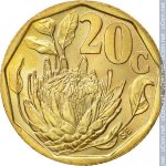 20 центов 1993 г. ЮАР(26) - 19 - реверс