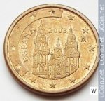 1 цент 2003 г. Испания(10) -411.6 - реверс