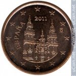1 цент 2011 г. Испания(10) -411.6 - реверс