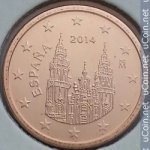 1 цент 2014 г. Испания(10) -411.6 - реверс