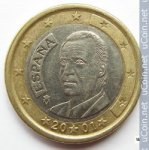 1 евро 2001 г. Испания(10) -411.6 - реверс