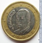 1 евро 2002 г. Испания(10) -411.6 - реверс
