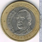 1 евро 2009 г. Испания(10) -411.6 - реверс