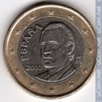 1 евро 2010 г. Испания(10) -411.6 - реверс