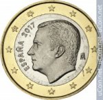 1 евро 2017 г. Испания(10) -411.6 - реверс