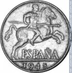 10 сентимо 1945 г. Испания(10) -411.6 - аверс