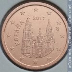 2 цента 2014 г. Испания(10) -411.6 - реверс