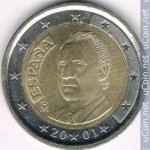 2 евро 2001 г. Испания(10) -411.6 - реверс