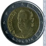 2 евро 2007 г. Испания(10) -411.6 - реверс