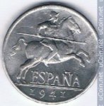 5 сентимо 1941 г. Испания(10) -411.6 - реверс