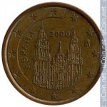 5 центов 2000 г. Испания(10) -411.6 - реверс