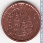 5 центов 2001 г. Испания(10) -411.6 - реверс