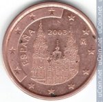 5 центов 2003 г. Испания(10) -411.6 - реверс