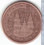 5 центов 2009 г. Испания(10) -411.6 - реверс