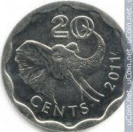 20 центов 2011 г. Свазиленд(19) -17 - аверс