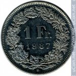 1 франк 1987 г. Швейцария(25) -71.1 - аверс