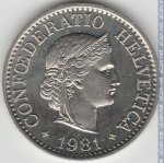 10 раппен 1981 г. Швейцария(25) -71.1 - аверс