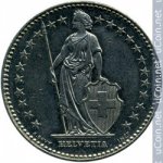2 франка 1992 г. Швейцария(25) -71.1 - реверс