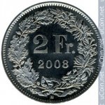 2 франка 2008 г. Швейцария(25) -71.1 - аверс