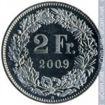 2 франка 2009 г. Швейцария(25) -71.1 - аверс
