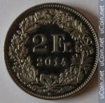 2 франка 2014 г. Швейцария(25) -71.1 - аверс