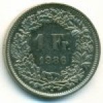 1 франк 1986 г. Швейцария(25) -71.1 - аверс